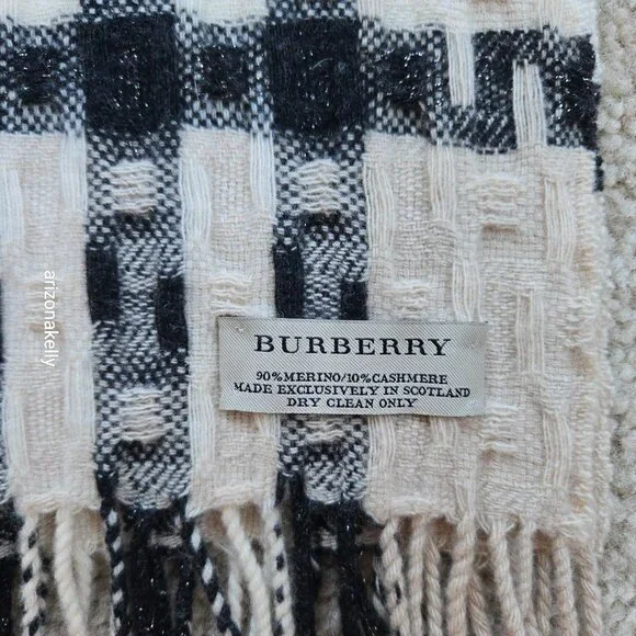 Burberry Merino Cashmere Woven Plaid Scarf - Picture 5 of 16